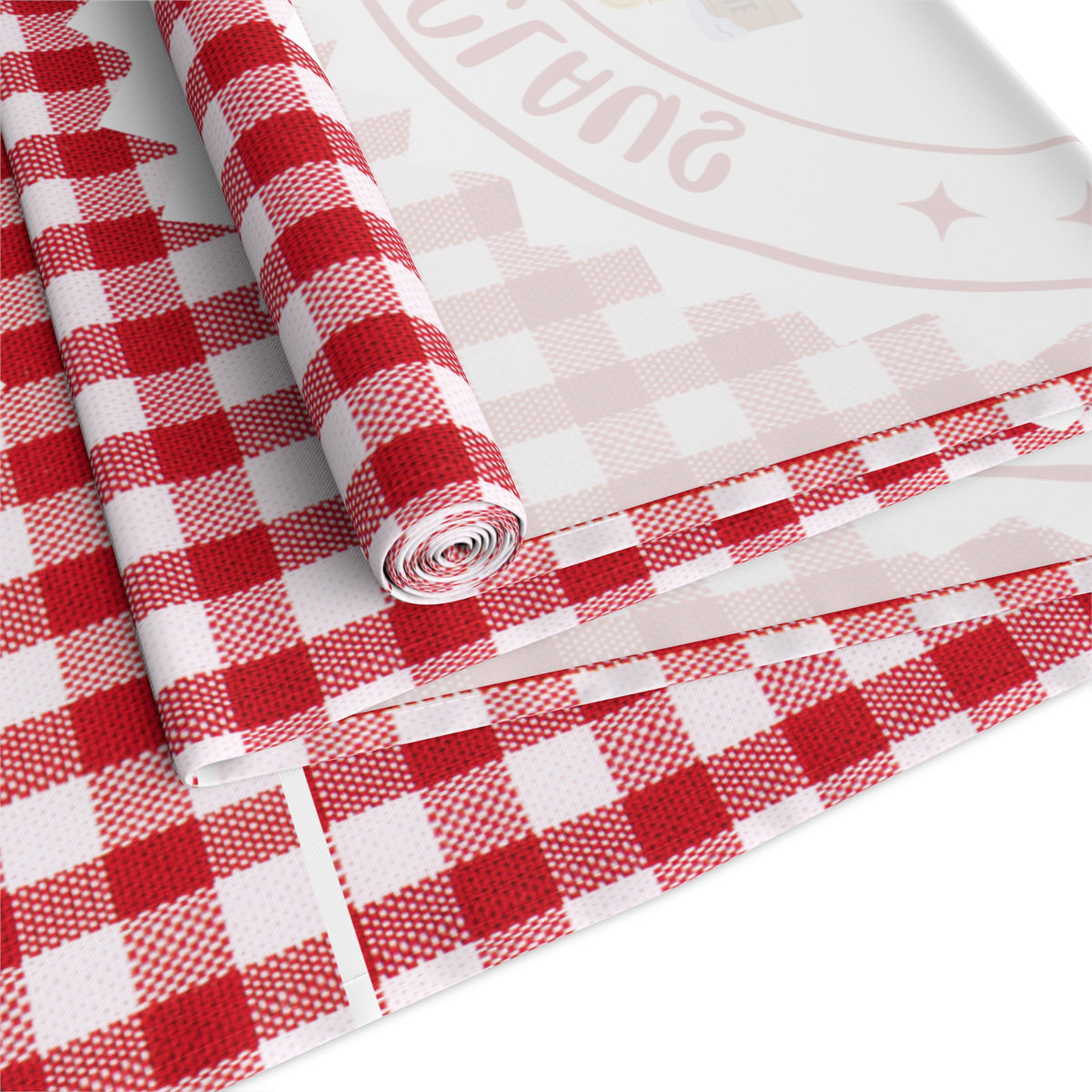Table Runner, Christmas Decoration Santa Claus Ho Ho Ho, Red White, Cotton Poly, Home Decor, Holiday Table Linen, Festive Dining Accessories by Printify