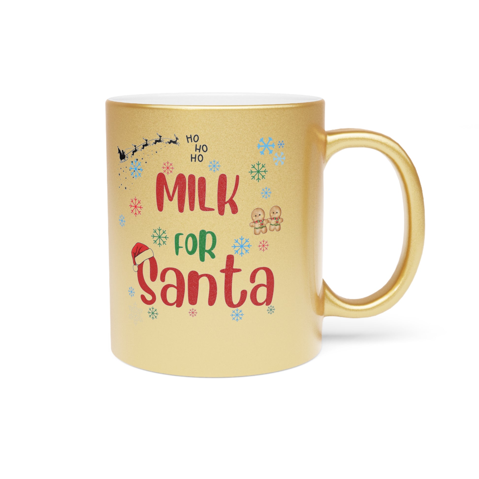 Metallic Mug, Santa Milk Mug, Christmas Gift, Silver Gold Mug, Holiday Mug, Festive Drinkware, Kitchen Decor by Printify