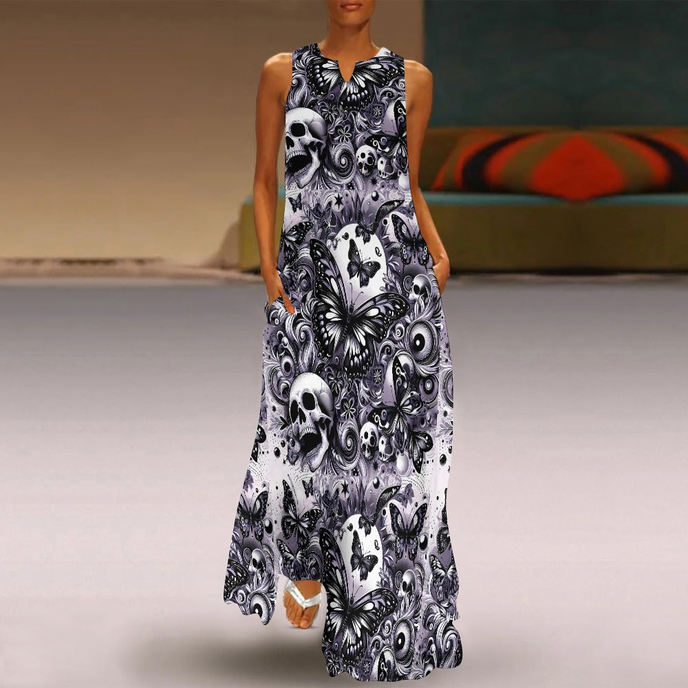 Long dress Skuls and Butterflies by Inkedjoy