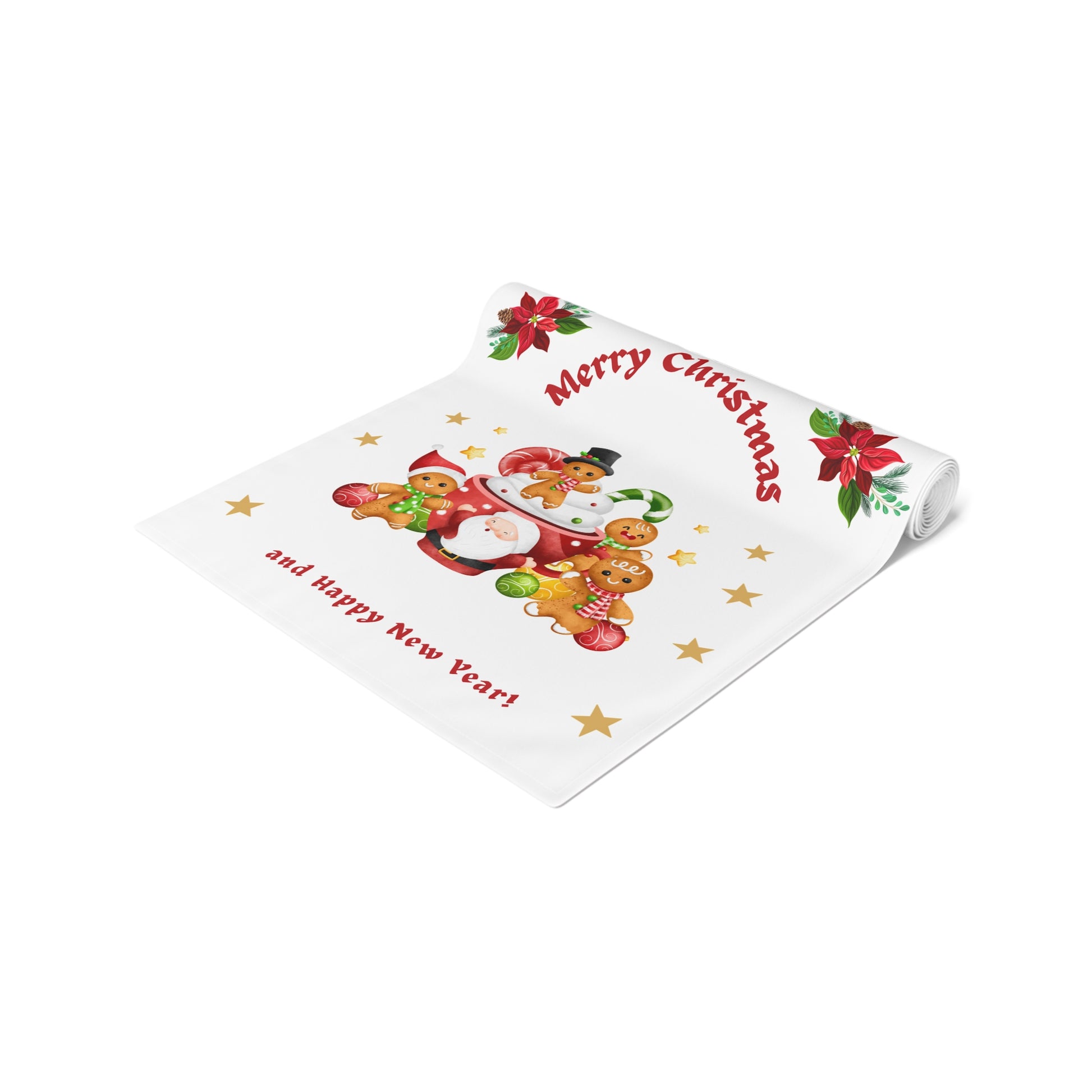 Table Runner, Holiday Table Decor, Festive Cheer Cotton, Polyester, Christmas Dining Room Decor, Seasonal Table Linens, Thanksgiving Hostess by Printify