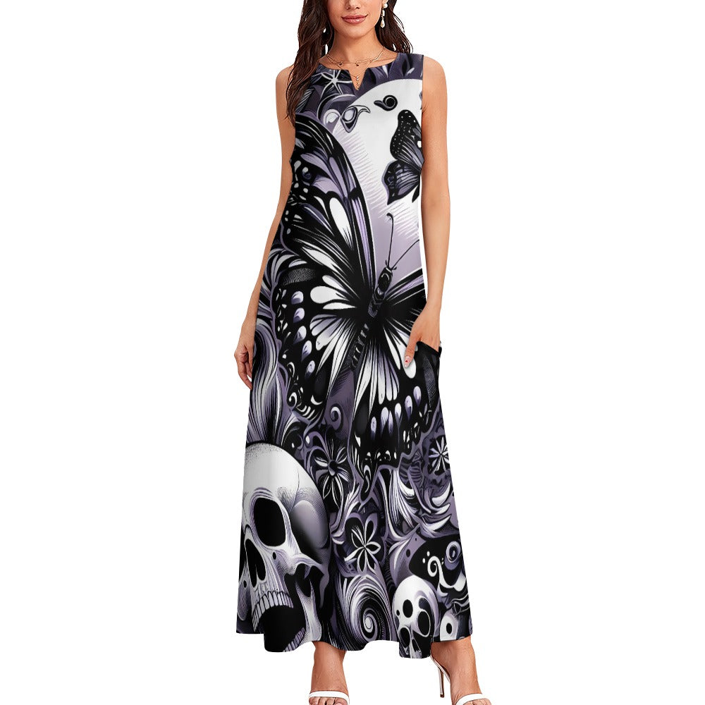 Long dress Skuls and Butterflies by Inkedjoy