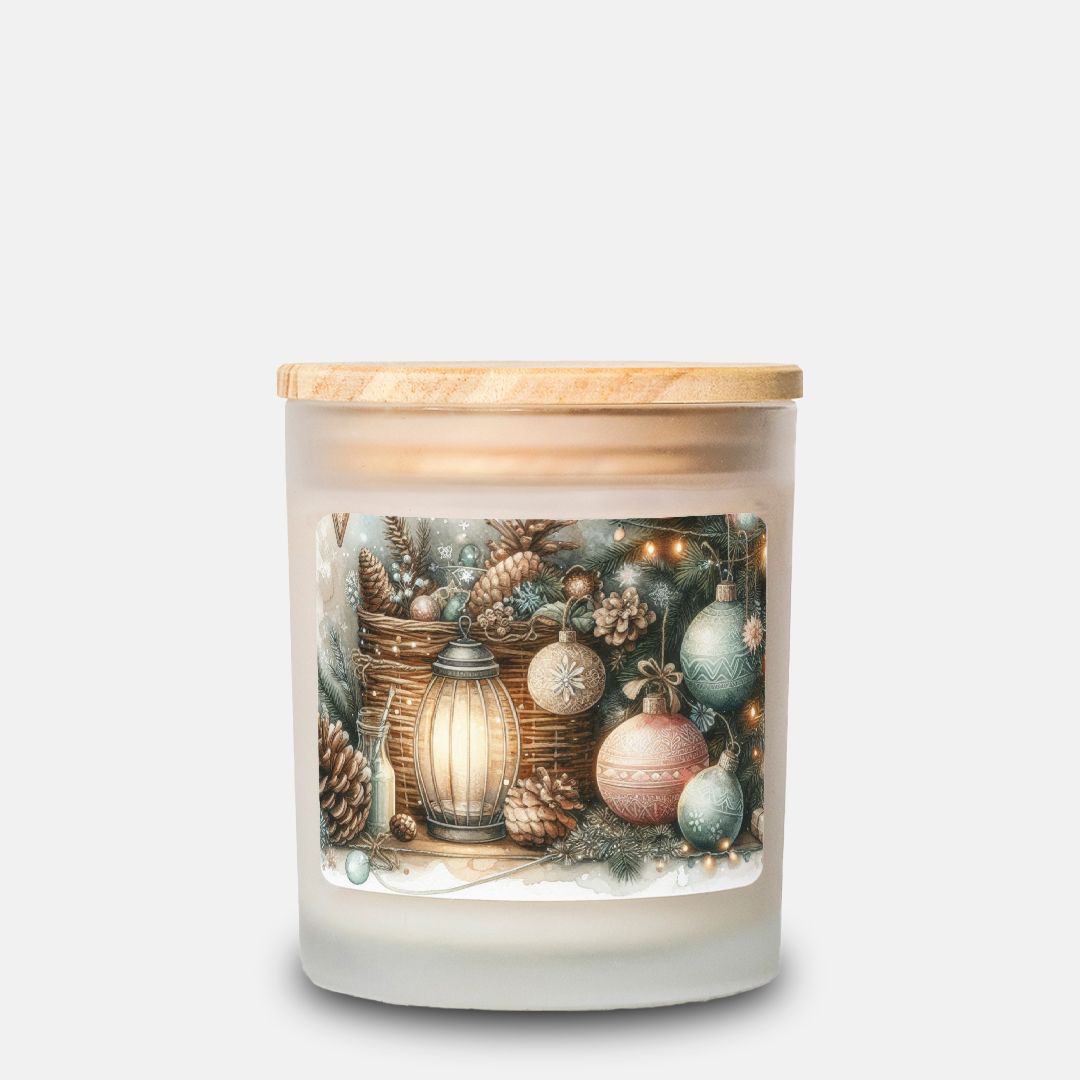Christmas lantern Candle Frosted Glass (Hand Poured 11 oz) by JewelryLuxeUS.store