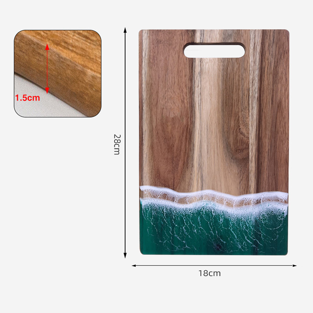 Wood Cutting Board Resin Blue green Wave Pattern by eprolo