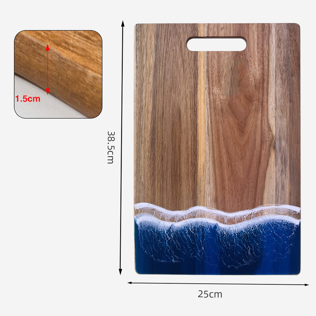 Wood Cutting Board Resin Blue green Wave Pattern by eprolo