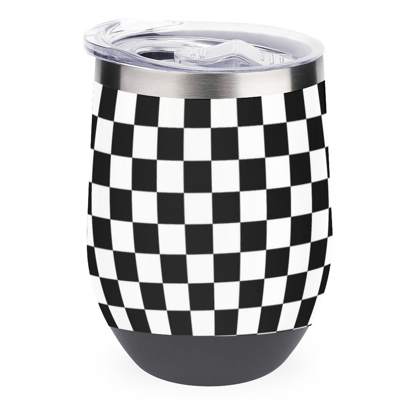 Black and White Wine Tumbler with Lid by SALE-Personal Design