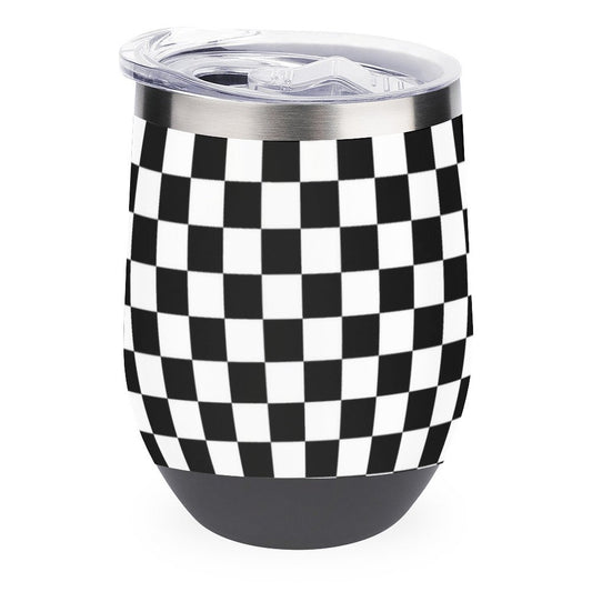 Black and White Wine Tumbler with Lid by SALE-Personal Design