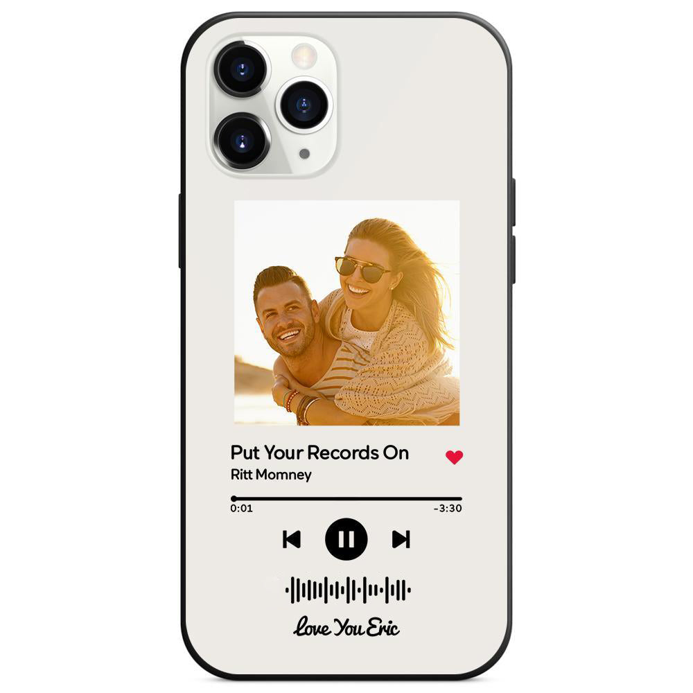 Custom Scannable Music Code Glass iPhone Cases with Picture by Inkedjoy