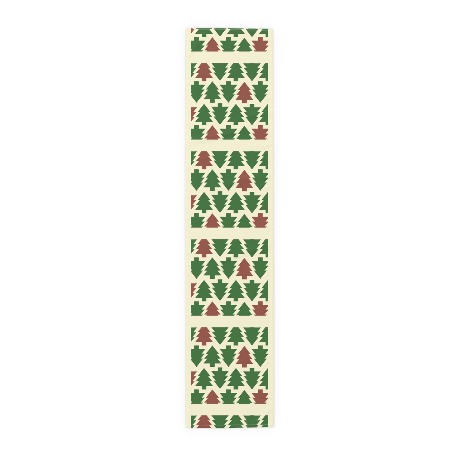 Christmas Trees Red Green Table Runner, Holiday Table Decor, Holiday Dinner Accessories - Cotton, Poly, Festive Table Linens, Christmas Home by Printify