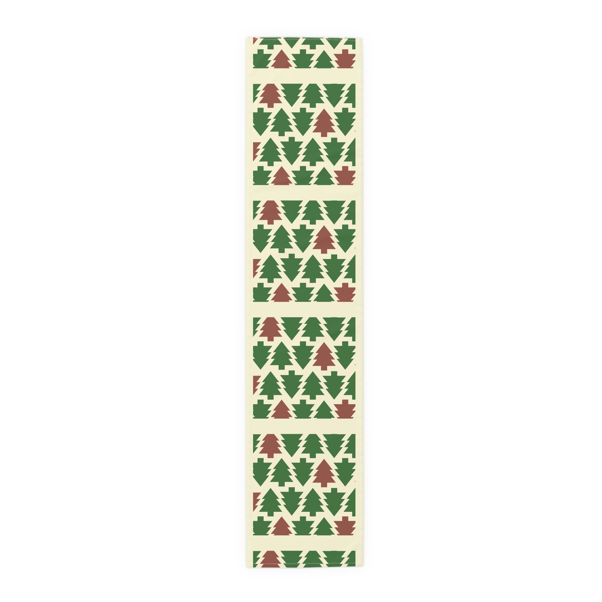 Christmas Trees Red Green Table Runner, Holiday Table Decor, Holiday Dinner Accessories - Cotton, Poly, Festive Table Linens, Christmas Home by Printify