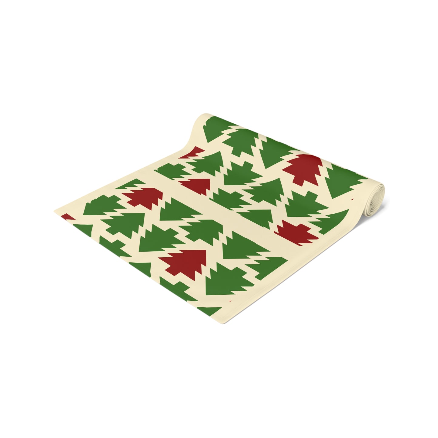 Christmas Trees Red Green Table Runner, Holiday Table Decor, Holiday Dinner Accessories - Cotton, Poly, Festive Table Linens, Christmas Home by Printify