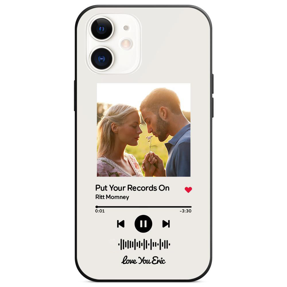 Custom Scannable Music Code Glass iPhone Cases with Picture by Inkedjoy
