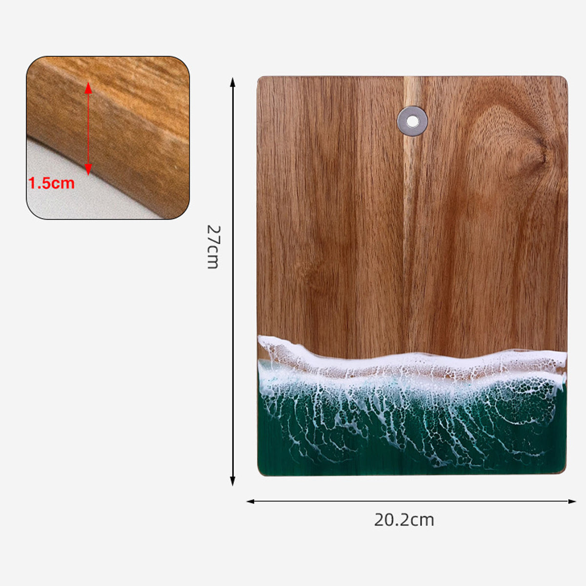 Wood Cutting Board Resin Blue green Wave Pattern by eprolo