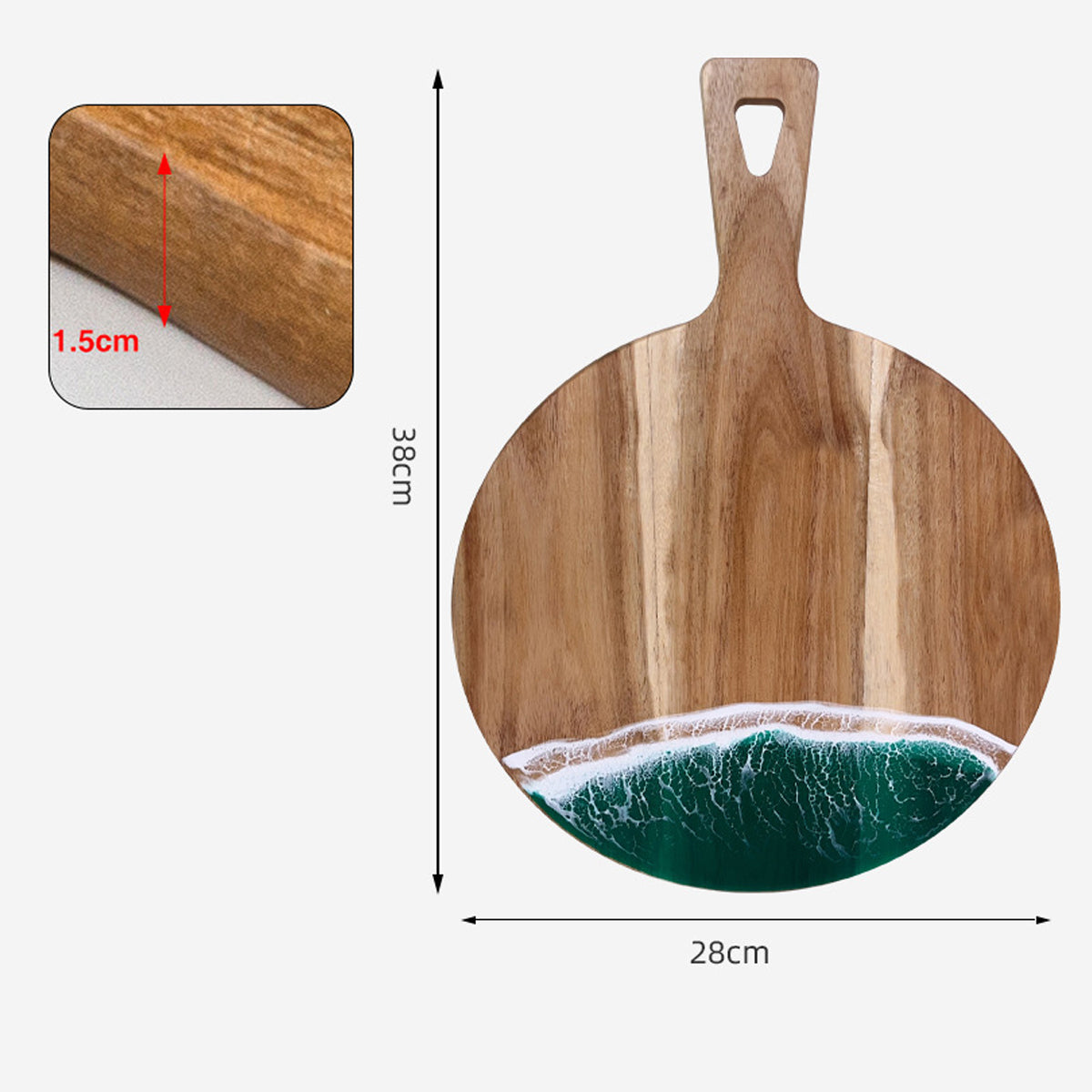 Wood Cutting Board Resin Blue green Wave Pattern by eprolo