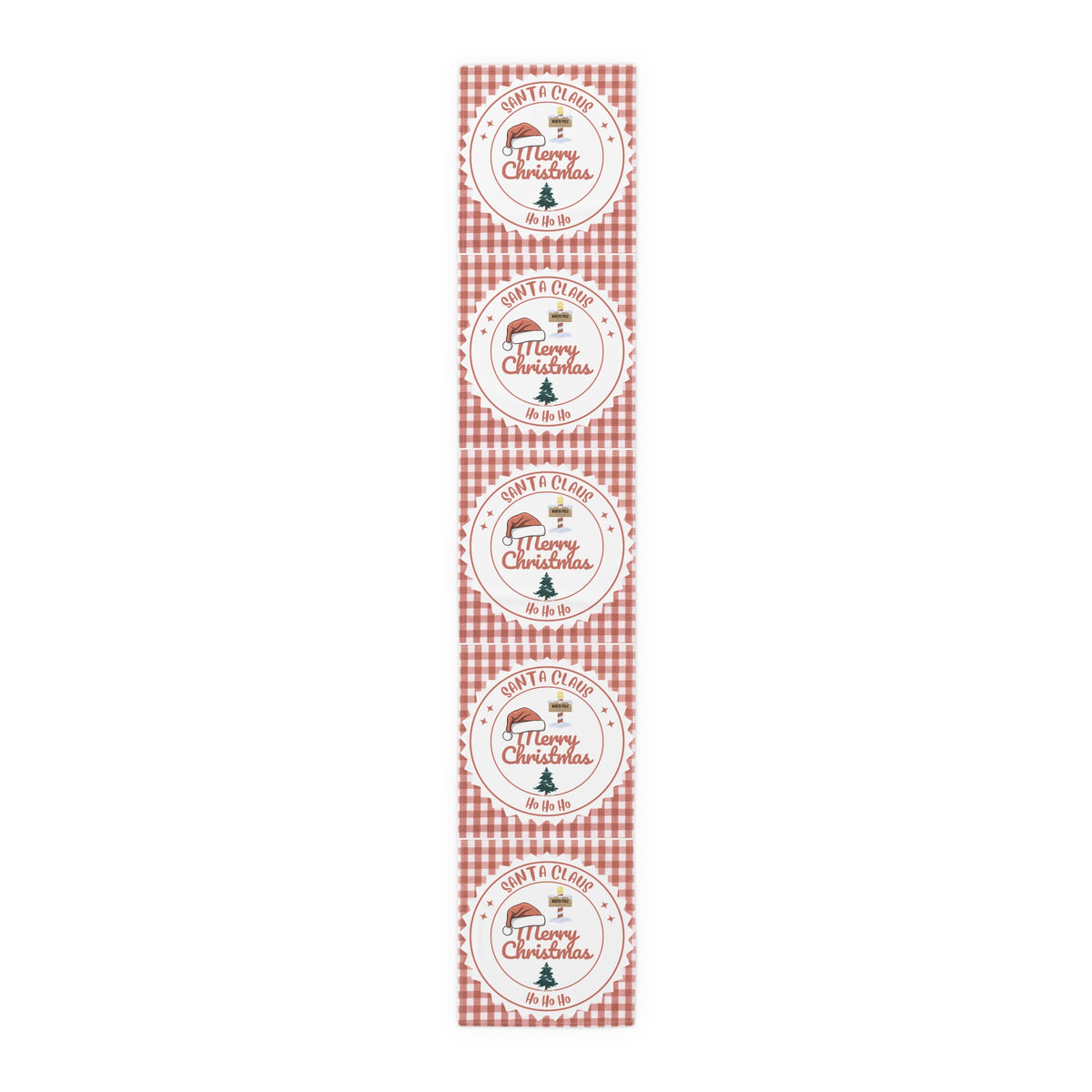 Table Runner, Christmas Decoration Santa Claus Ho Ho Ho, Red White, Cotton Poly, Home Decor, Holiday Table Linen, Festive Dining Accessories by Printify