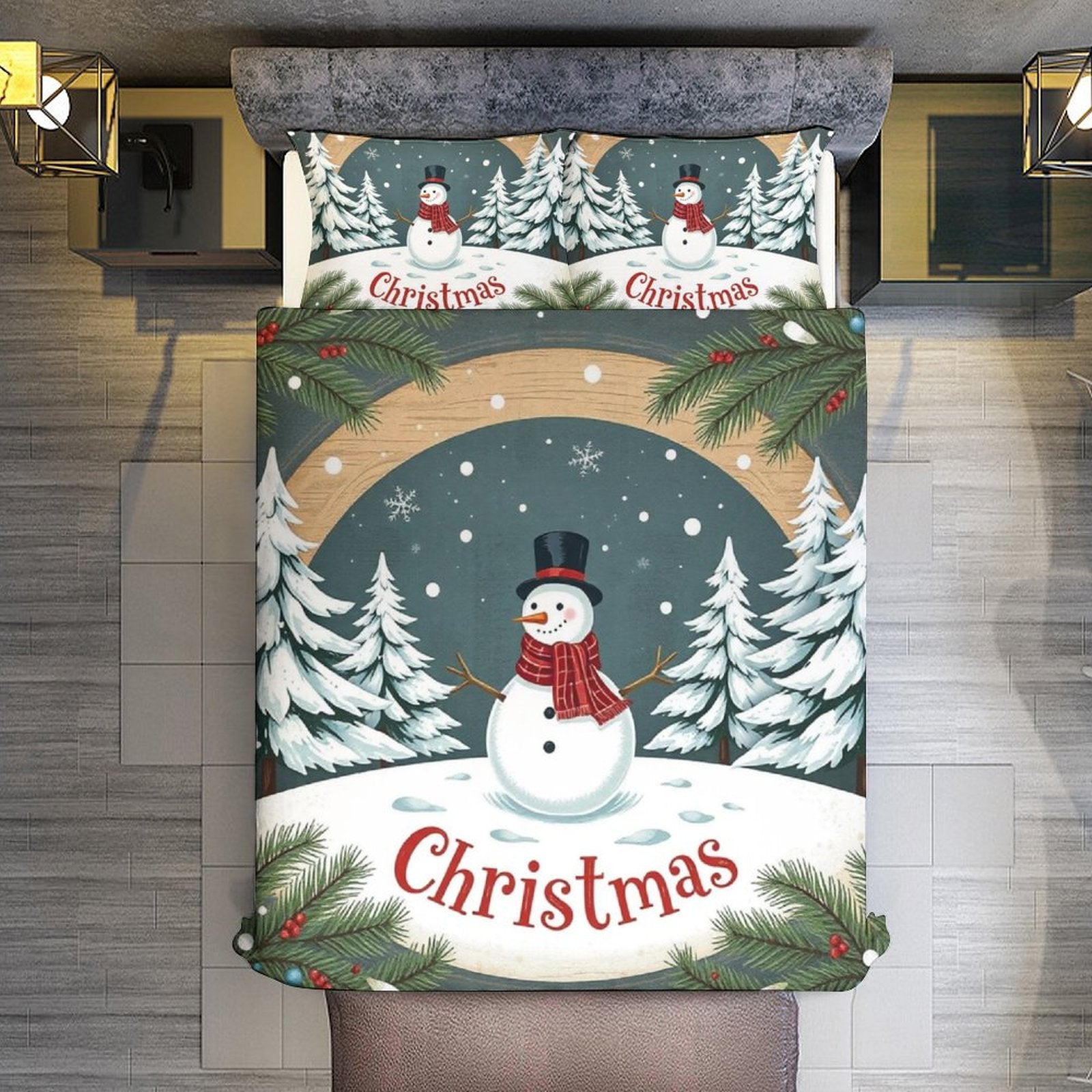 Christmas 3-Piece Bedding Set-90"x90"/ 229x229cm (Dual-sided Printing) by SALE-Personal Design