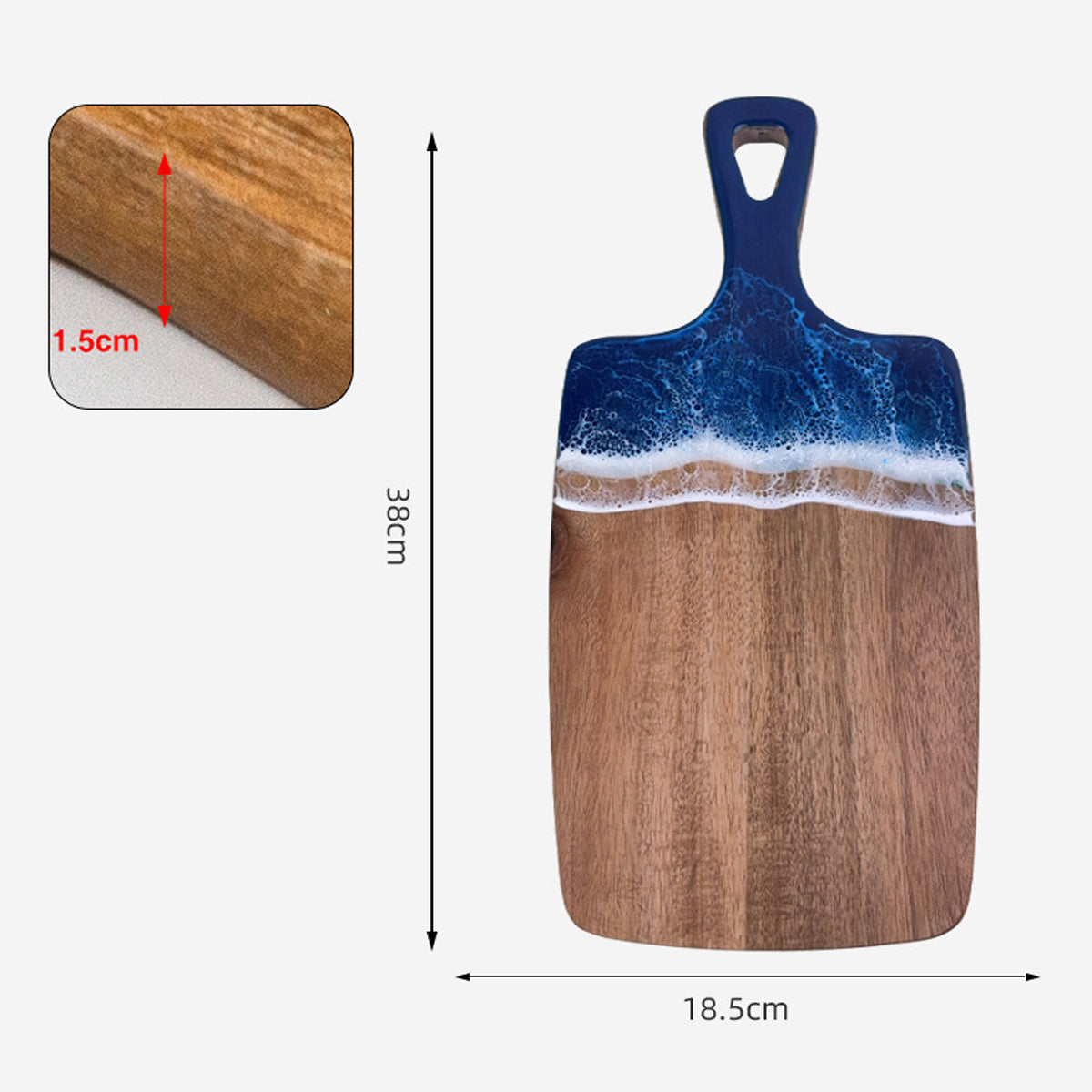 Wood Cutting Board Resin Blue green Wave Pattern by eprolo