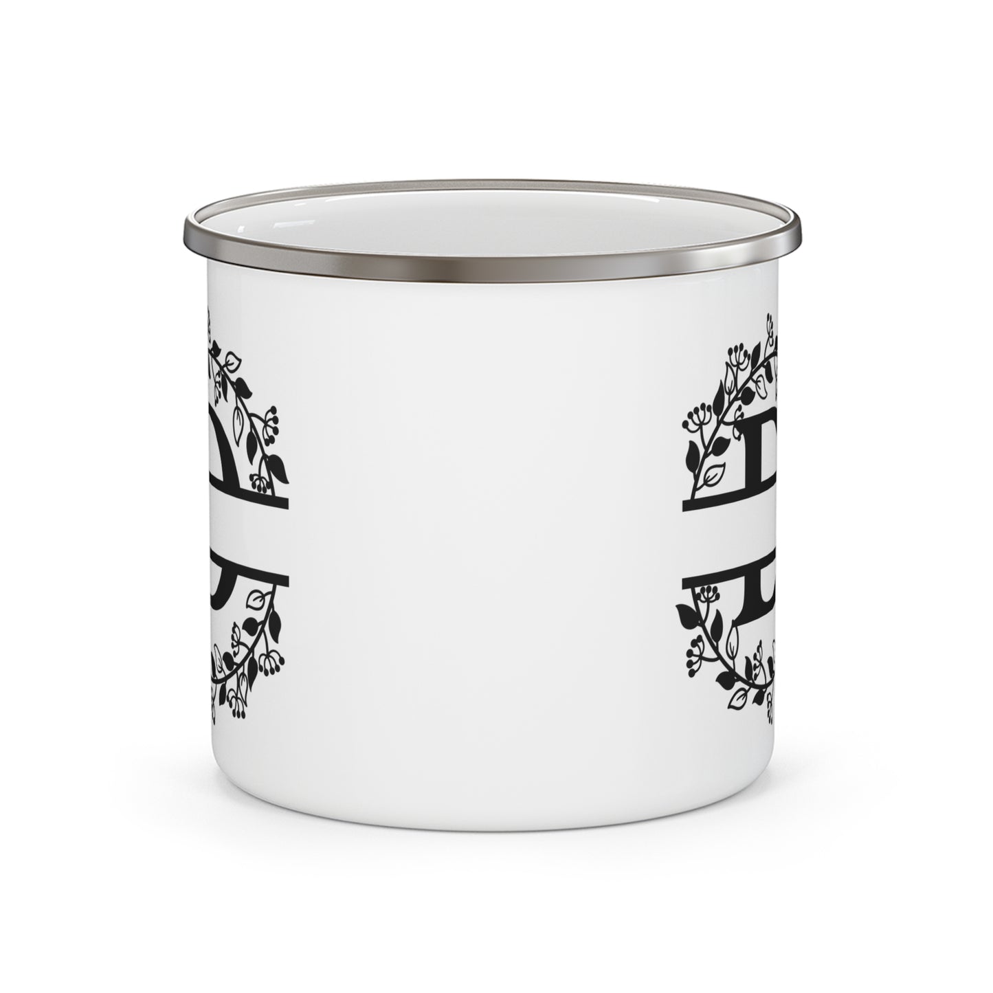 Enamel Camping Mug with monogram D by Printify