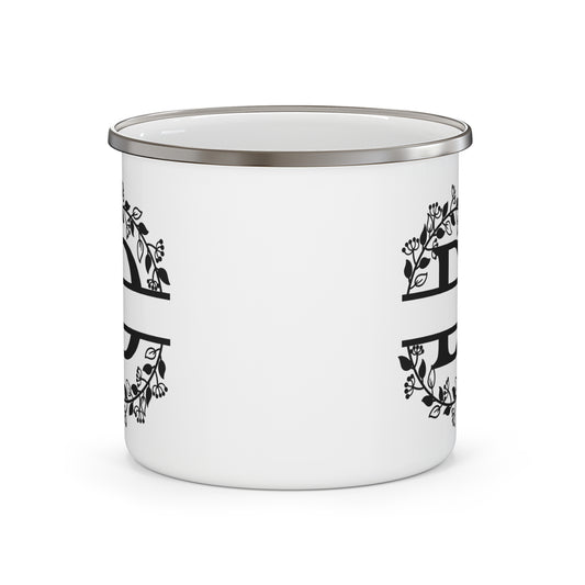 Enamel Camping Mug with monogram D by Printify