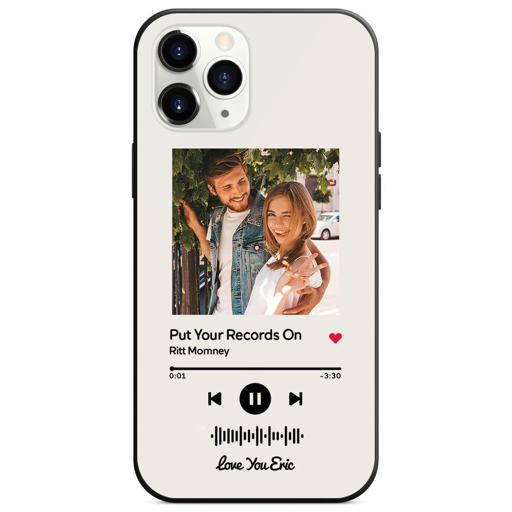 Custom Scannable Music Code Glass iPhone Cases with Picture by Inkedjoy