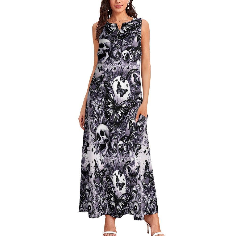 Long dress Skuls and Butterflies by Inkedjoy