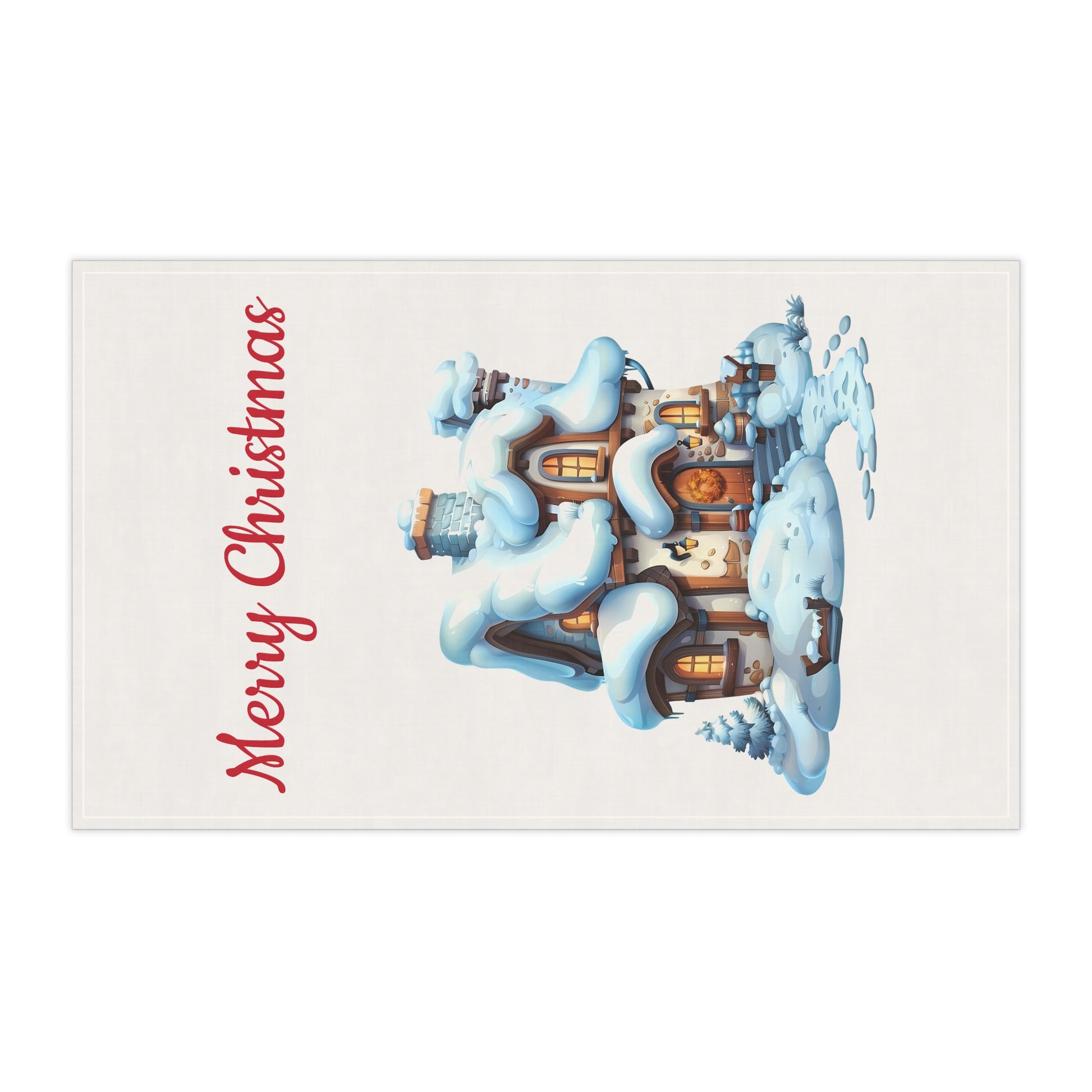 Merry Christmas Farmhouse Tea Towels — Festive Cotton-Poly Dish Towel Set | Holiday Kitchen Decor & Hostess Gift by Printify