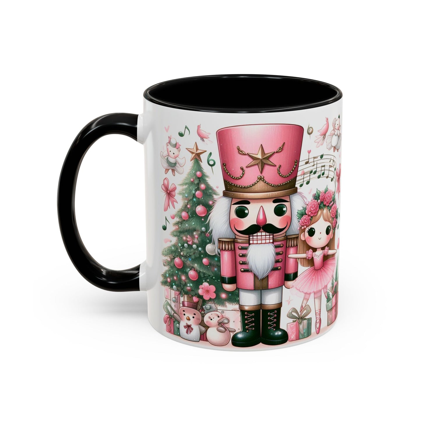 Coffee Mug, Nutcracker Pink Christmas Decoration, Festive Holiday Tea Cup, Unique Ceramic Drinkware, Kitchen Home Decor by Printify