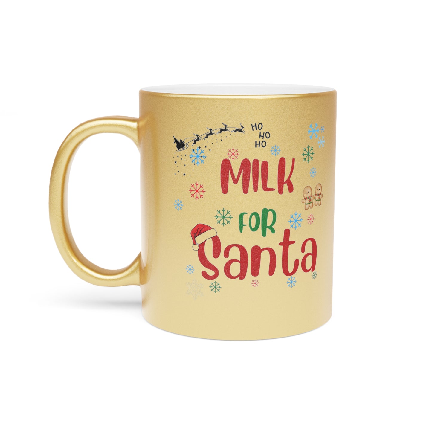 Metallic Mug, Santa Milk Mug, Christmas Gift, Silver Gold Mug, Holiday Mug, Festive Drinkware, Kitchen Decor by Printify