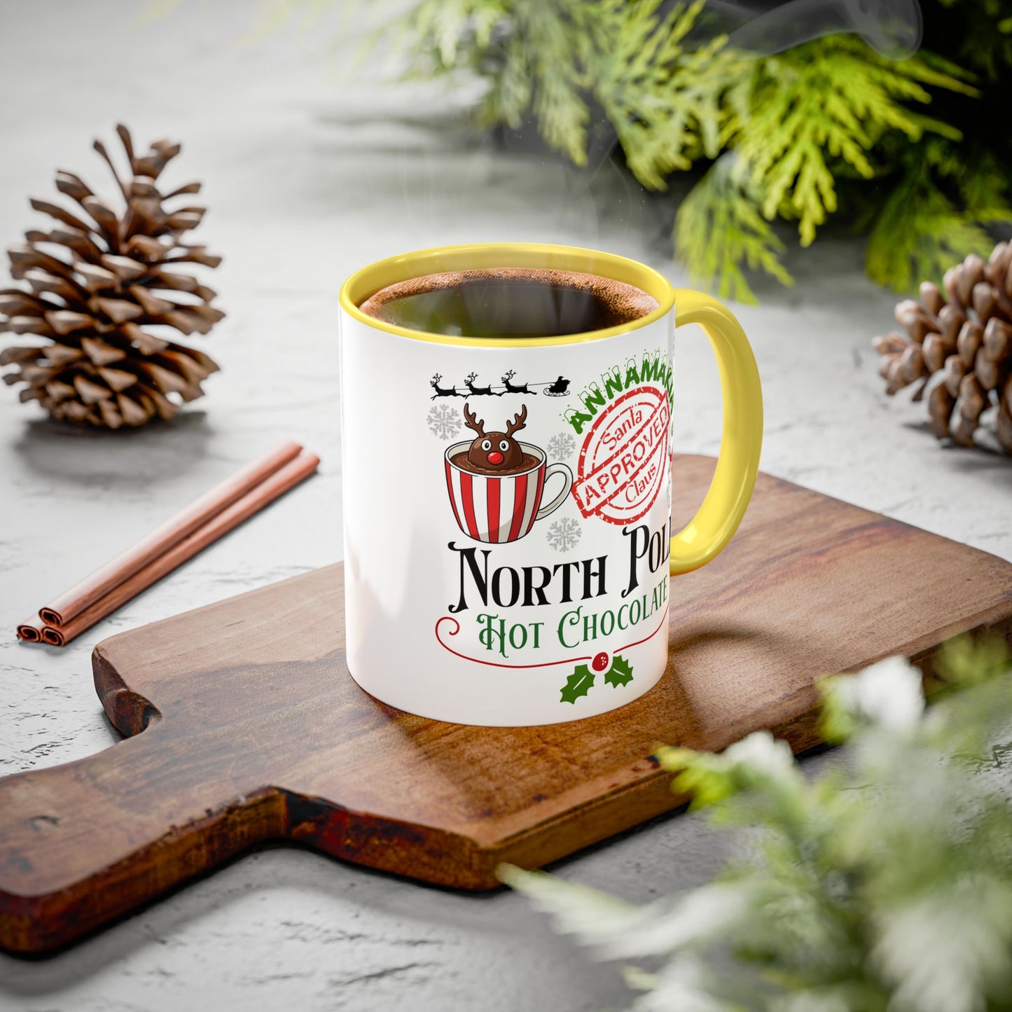 North Pole Hot Chocolate Mug — Santa Approved Holiday Coffee Cup (11oz/15oz) by Printify