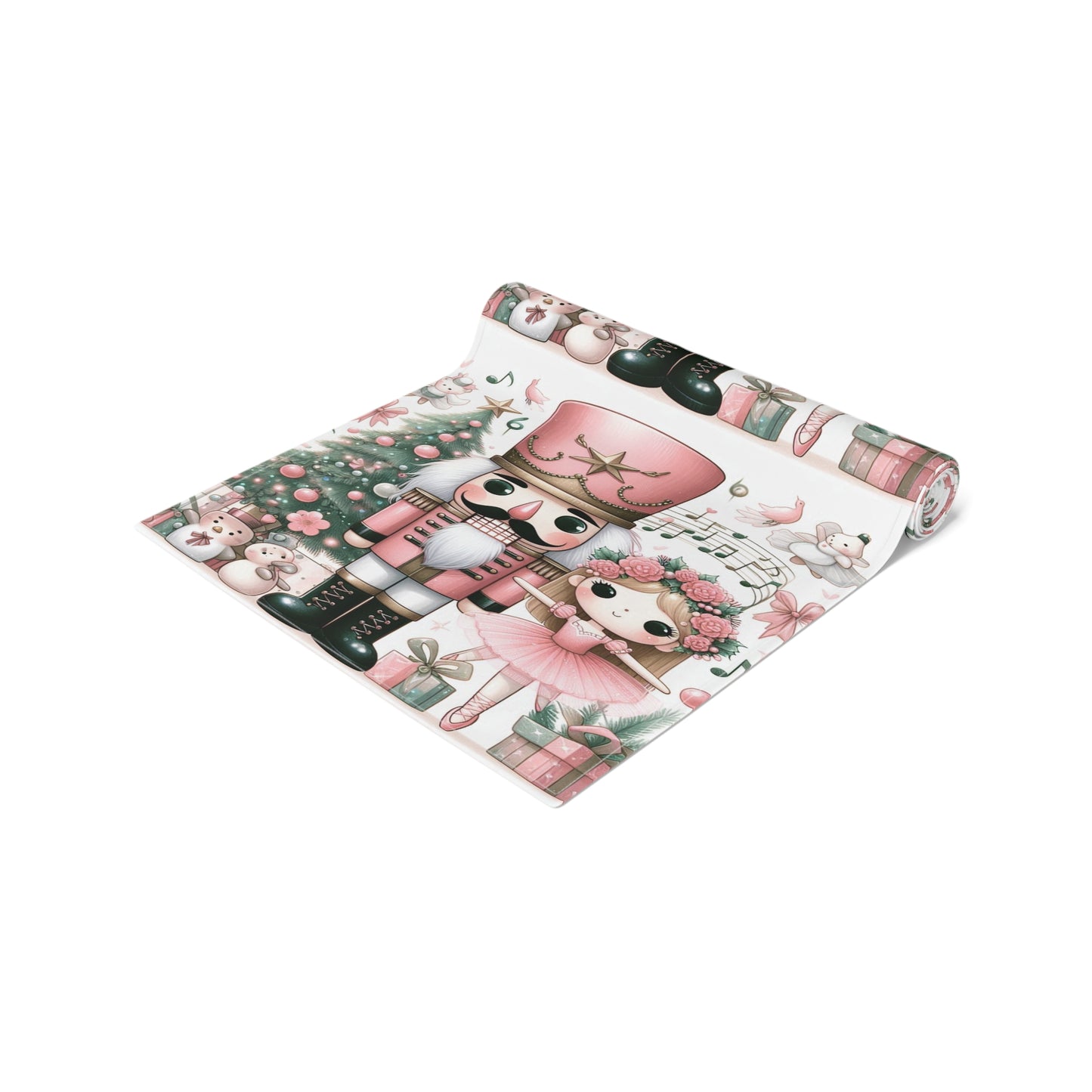 Pink Nutcracker Christmas Table Runner — Festive Holiday Dining Decor by Printify