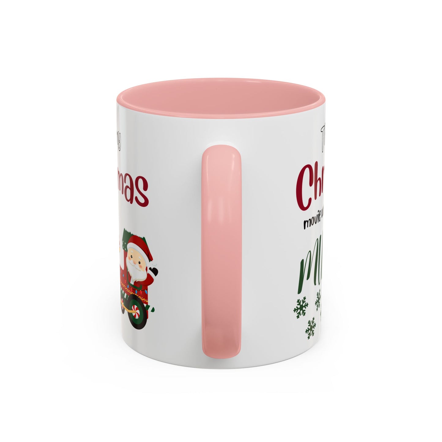 Christmas Movie Watching Accent Coffee Mug (11, 15oz) - Cozy Holiday Mug, Festive Hot Cocoa Cup, Winter Movie Night Gift, Santa Claus Mug, by Printify