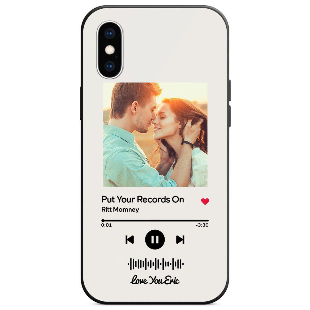 Custom Scannable Music Code Glass iPhone Cases with Picture by Inkedjoy