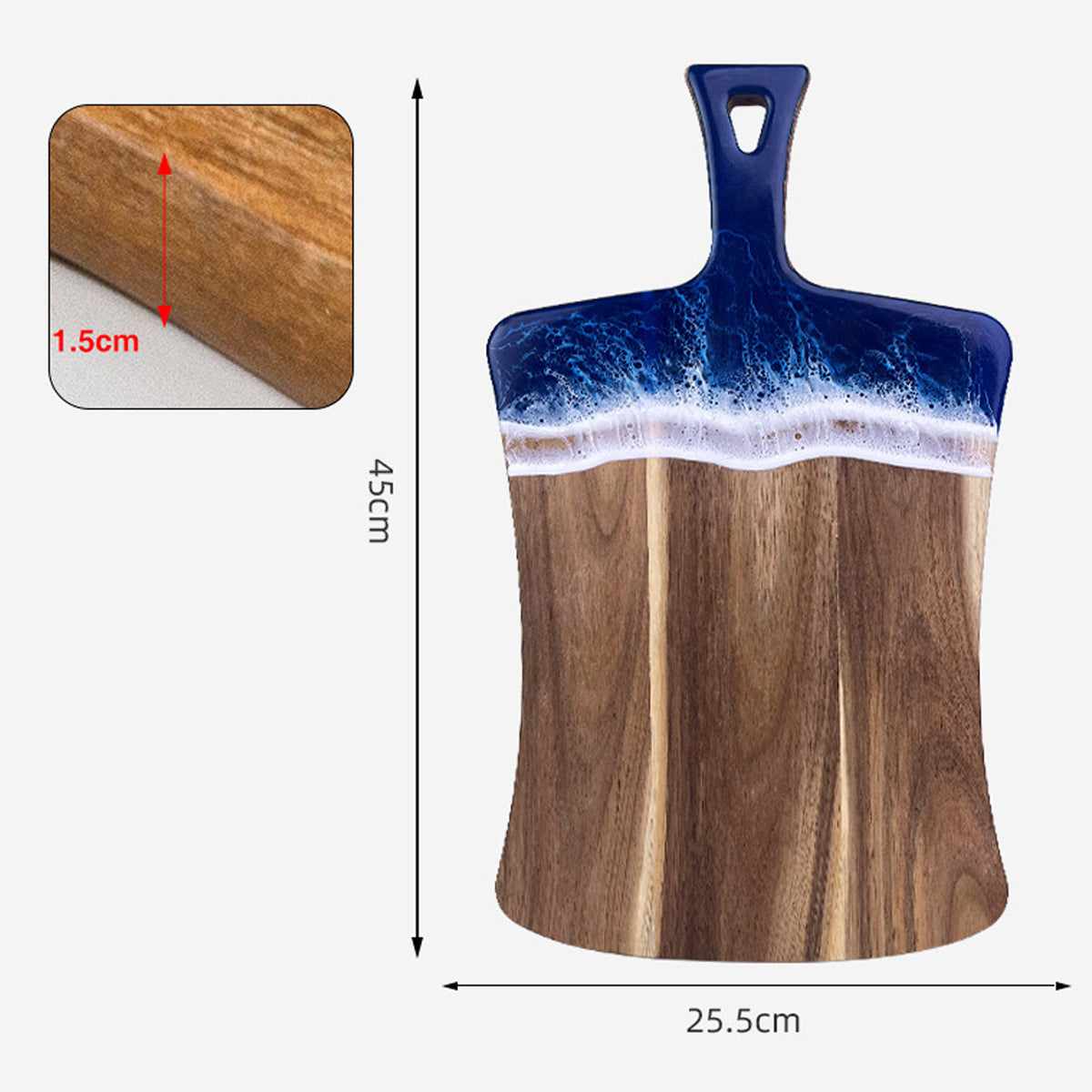 Wood Cutting Board Resin Blue green Wave Pattern by eprolo