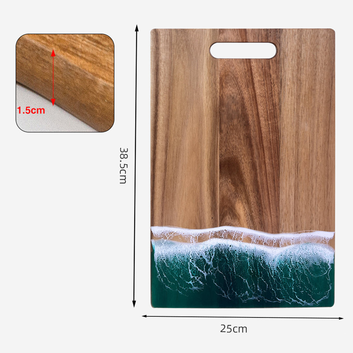 Wood Cutting Board Resin Blue green Wave Pattern by eprolo