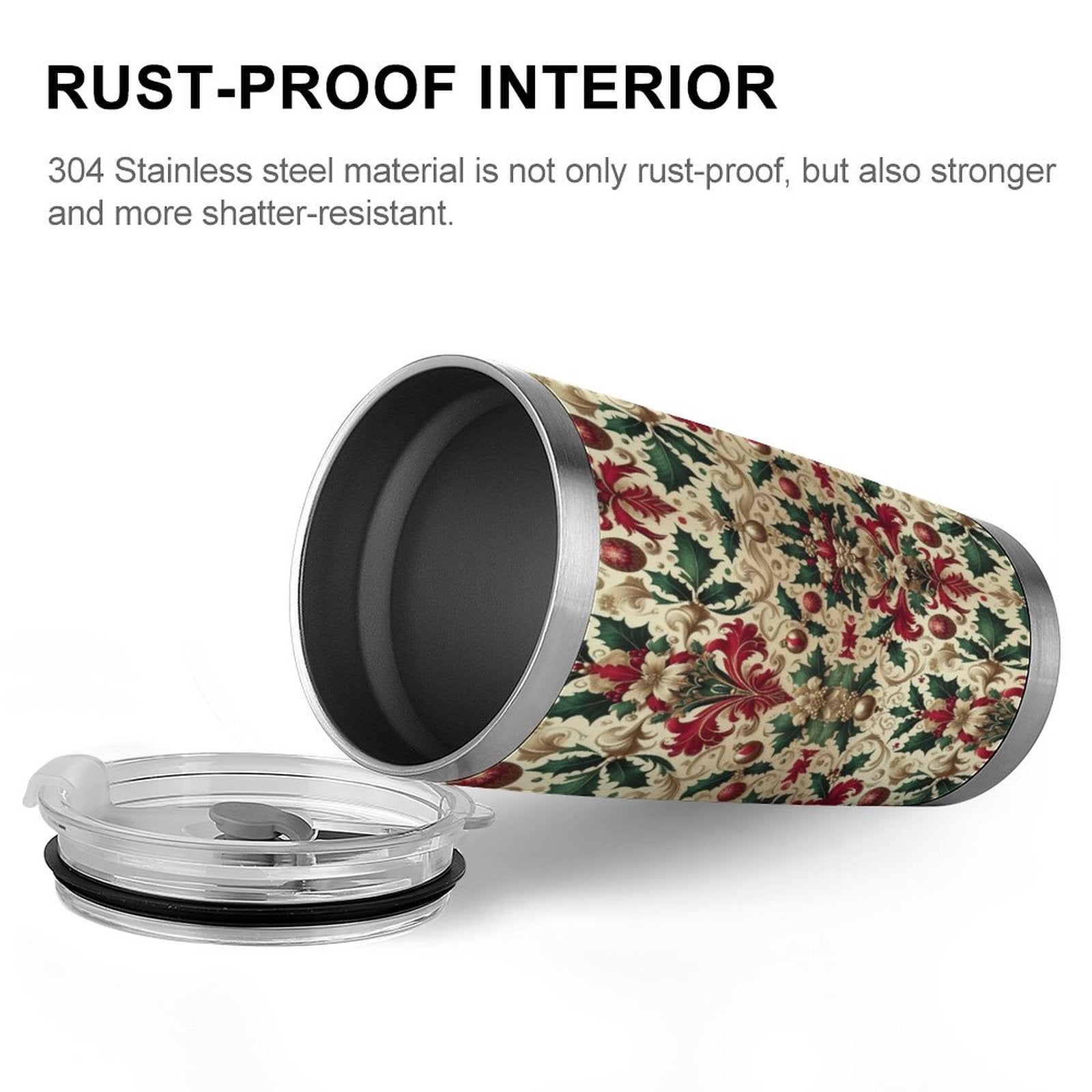 20oz Silver Rim Car Cup – All-Over Christmas Pattern Design by SALE-Personal Design