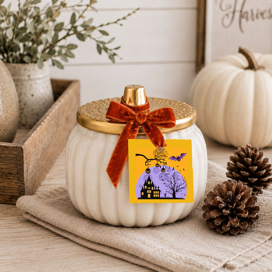 Ivory Harvest Ceramic Pumpkin Candle JewelryLuxeUS.Shop