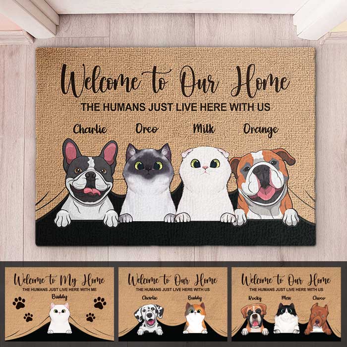 Welcome To The Pet Home Rug - Funny Personalized Pet Decorative Mat, Doormat (Cat & Dog) by Inkedjoy