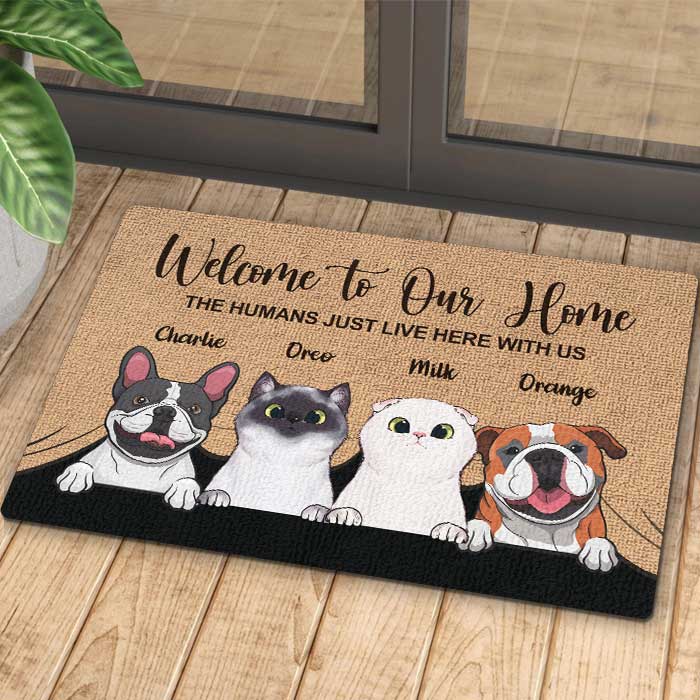 Welcome To The Pet Home Rug - Funny Personalized Pet Decorative Mat, Doormat (Cat & Dog) by Inkedjoy