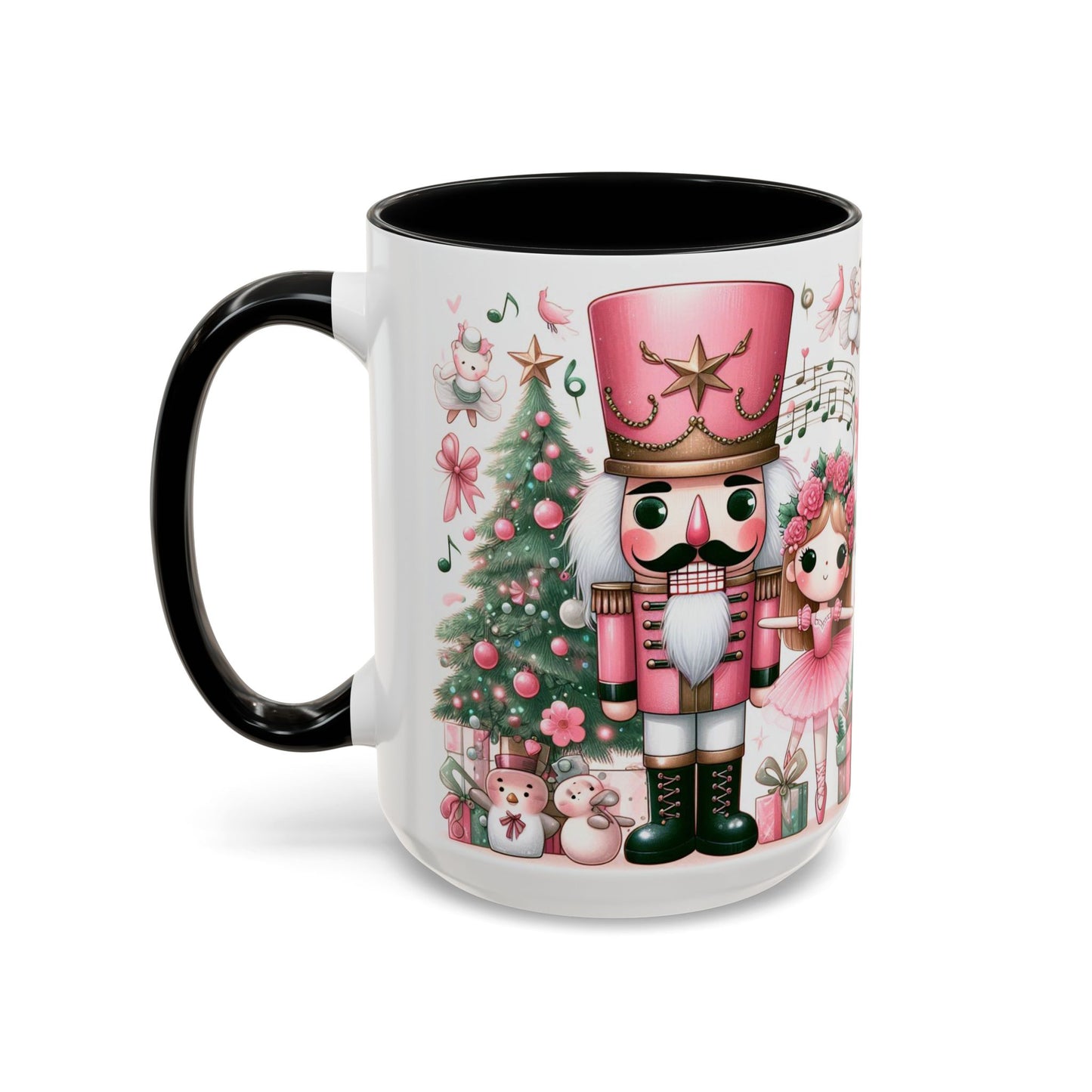 Coffee Mug, Nutcracker Pink Christmas Decoration, Festive Holiday Tea Cup, Unique Ceramic Drinkware, Kitchen Home Decor by Printify