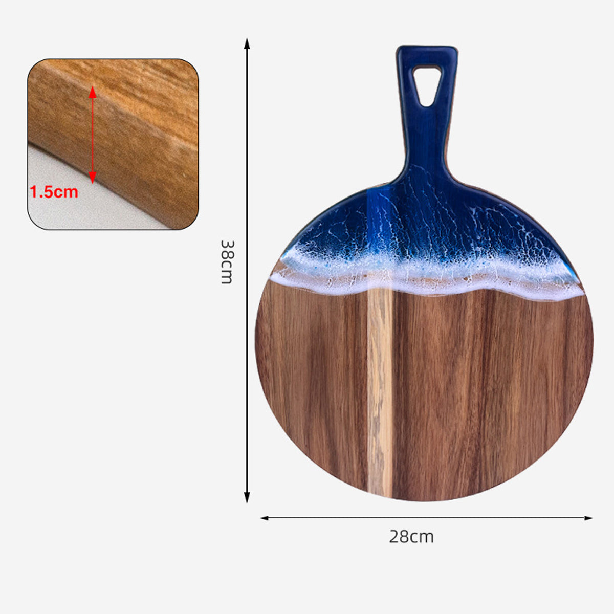 Wood Cutting Board Resin Blue green Wave Pattern by eprolo