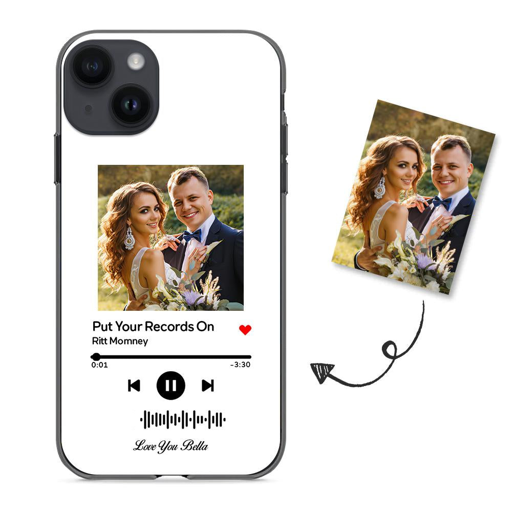 Custom Scannable Music Code Glass iPhone Cases with Picture by Inkedjoy
