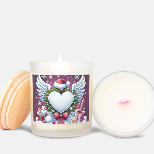 Candle Frosted Christmas decoration Angel Wings and Heart (Pink Wick) Glass by ChristmasLoving.Shop