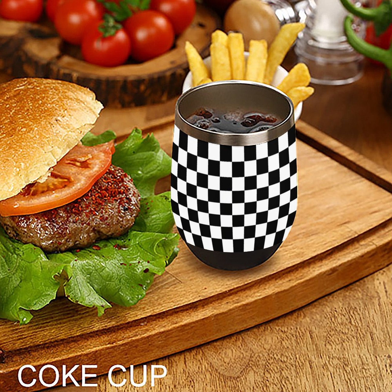 Black and White Wine Tumbler with Lid by SALE-Personal Design