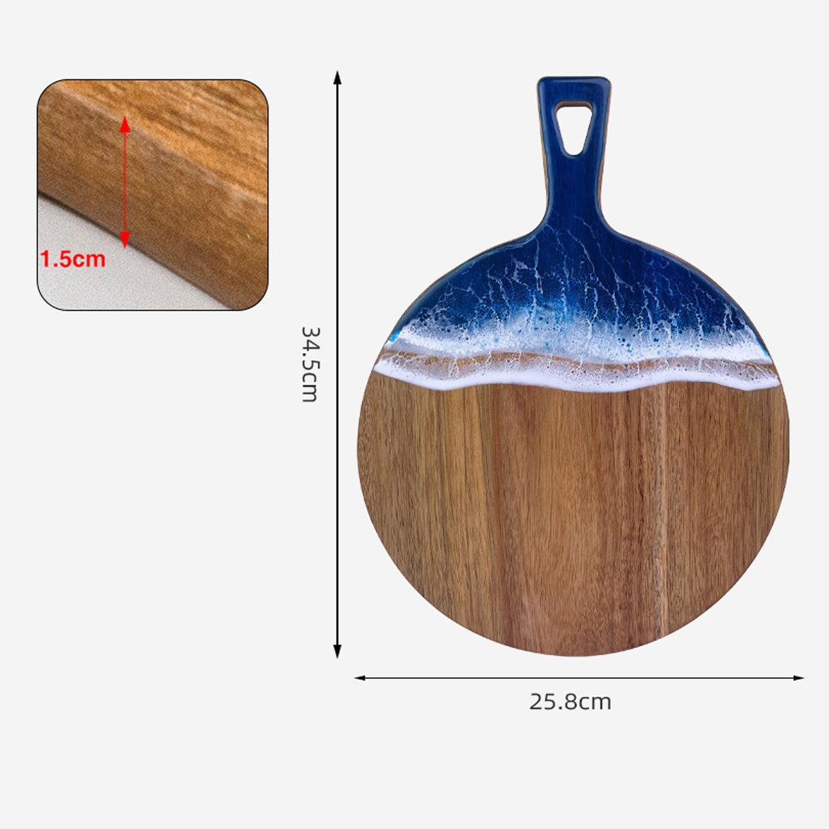 Wood Cutting Board Resin Blue green Wave Pattern by eprolo
