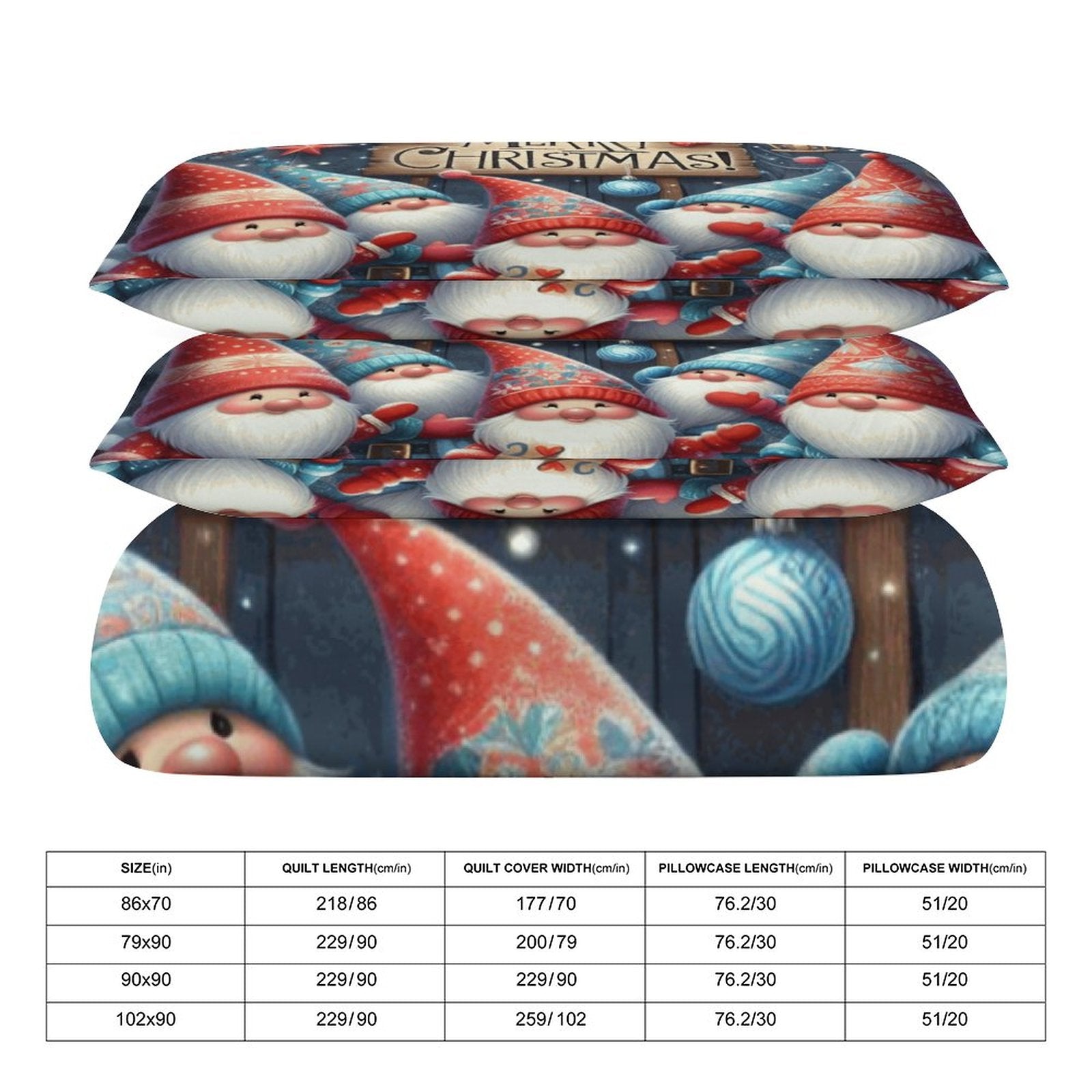 Christmas Gnomes 3-Piece Bedding Set-102"x90"/ 259x229cm (Dual-sided Printing) by SALE-Personal Design