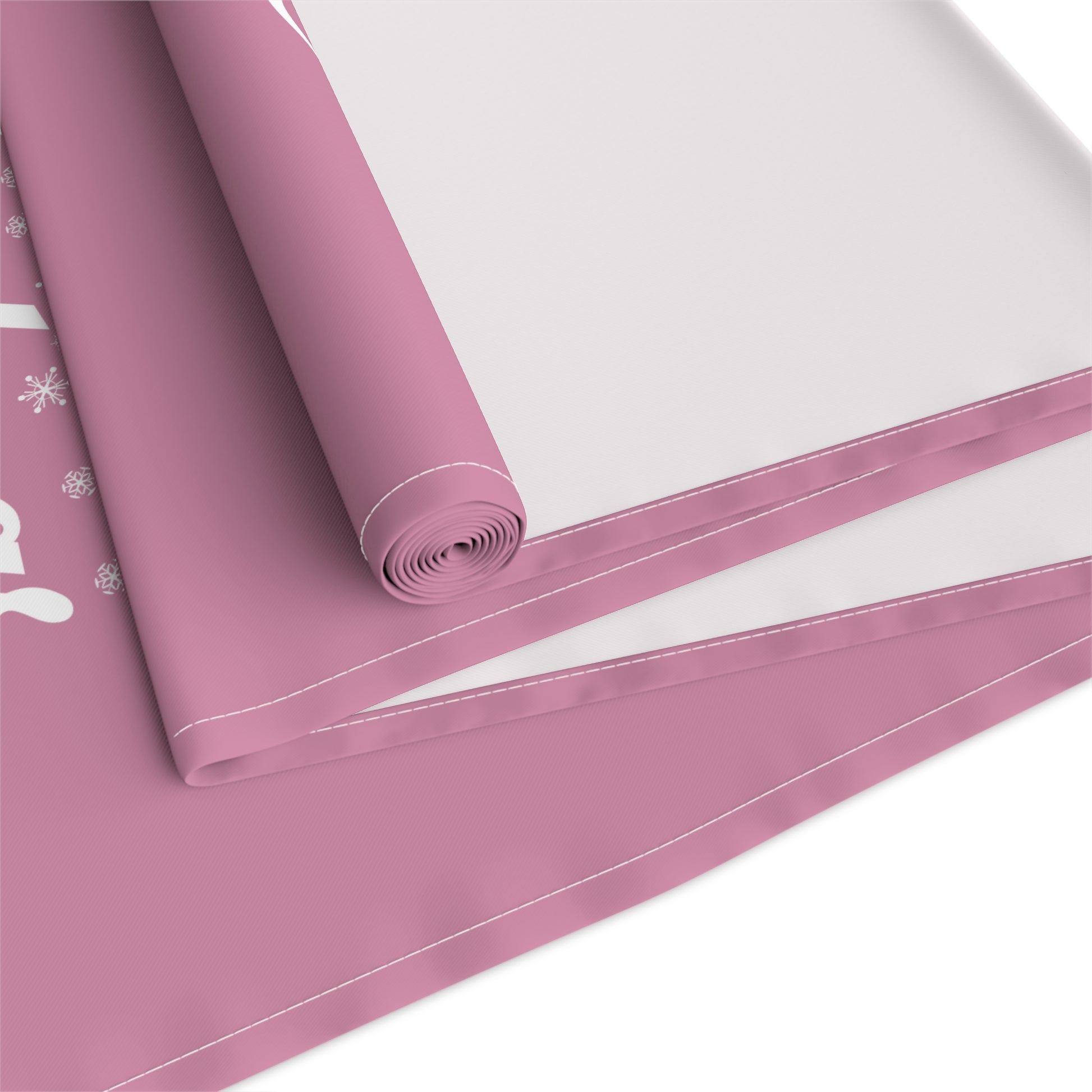 Pink Christmas House Table Runner — Festive Farmhouse Holiday Table Centerpiece by Printify