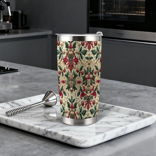 20oz Silver Rim Car Cup – All-Over Christmas Pattern Design by SALE-Personal Design