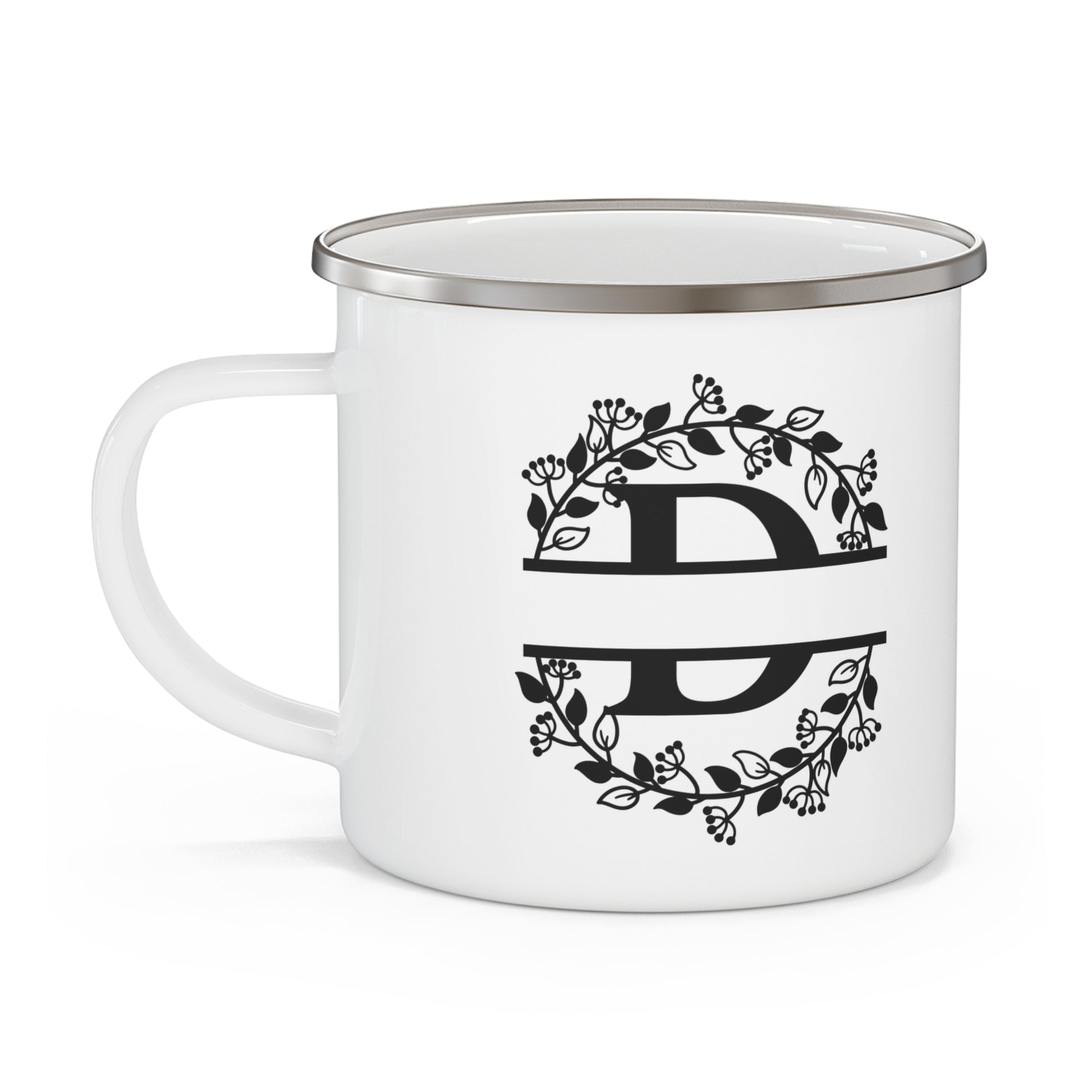 Enamel Camping Mug with monogram D by Printify