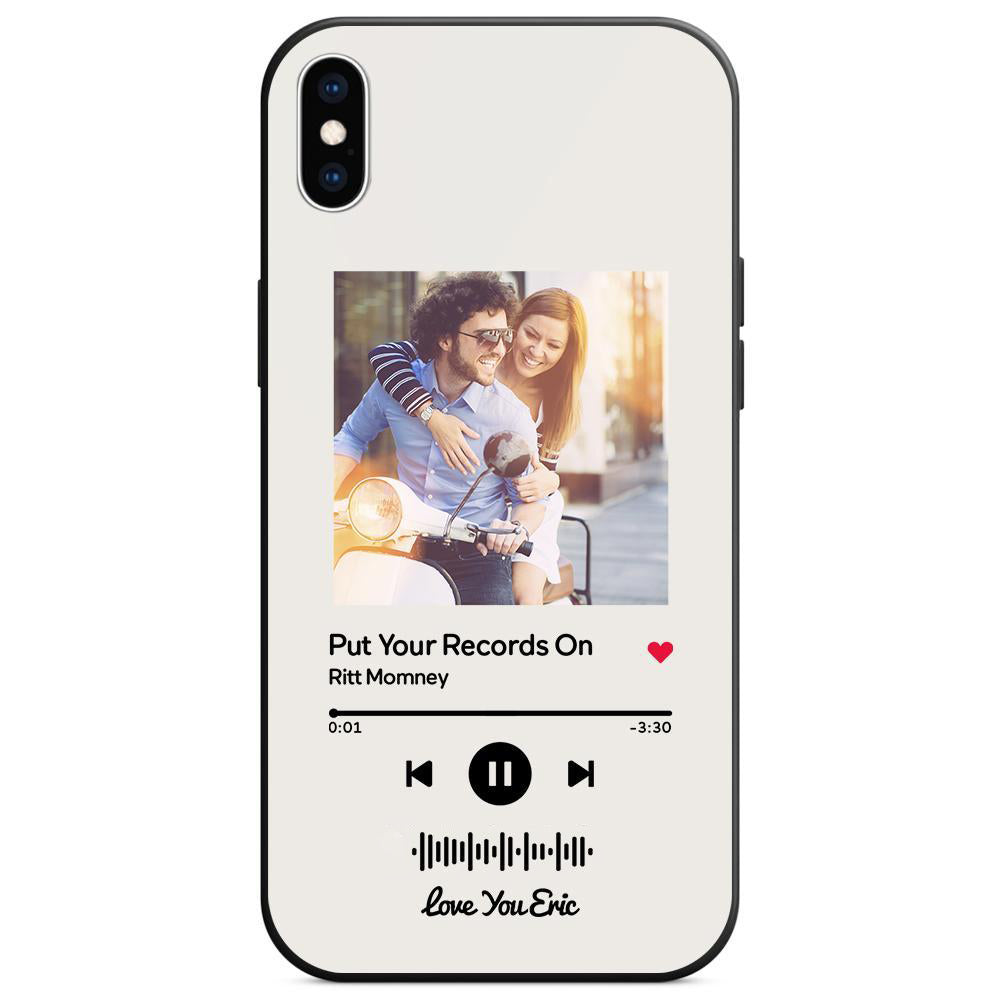 Custom Scannable Music Code Glass iPhone Cases with Picture by Inkedjoy