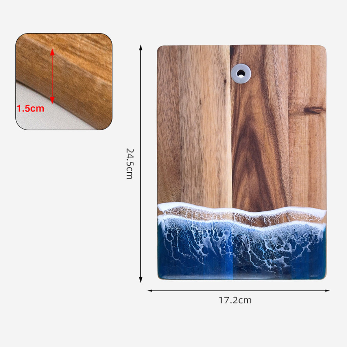 Wood Cutting Board Resin Blue green Wave Pattern by eprolo