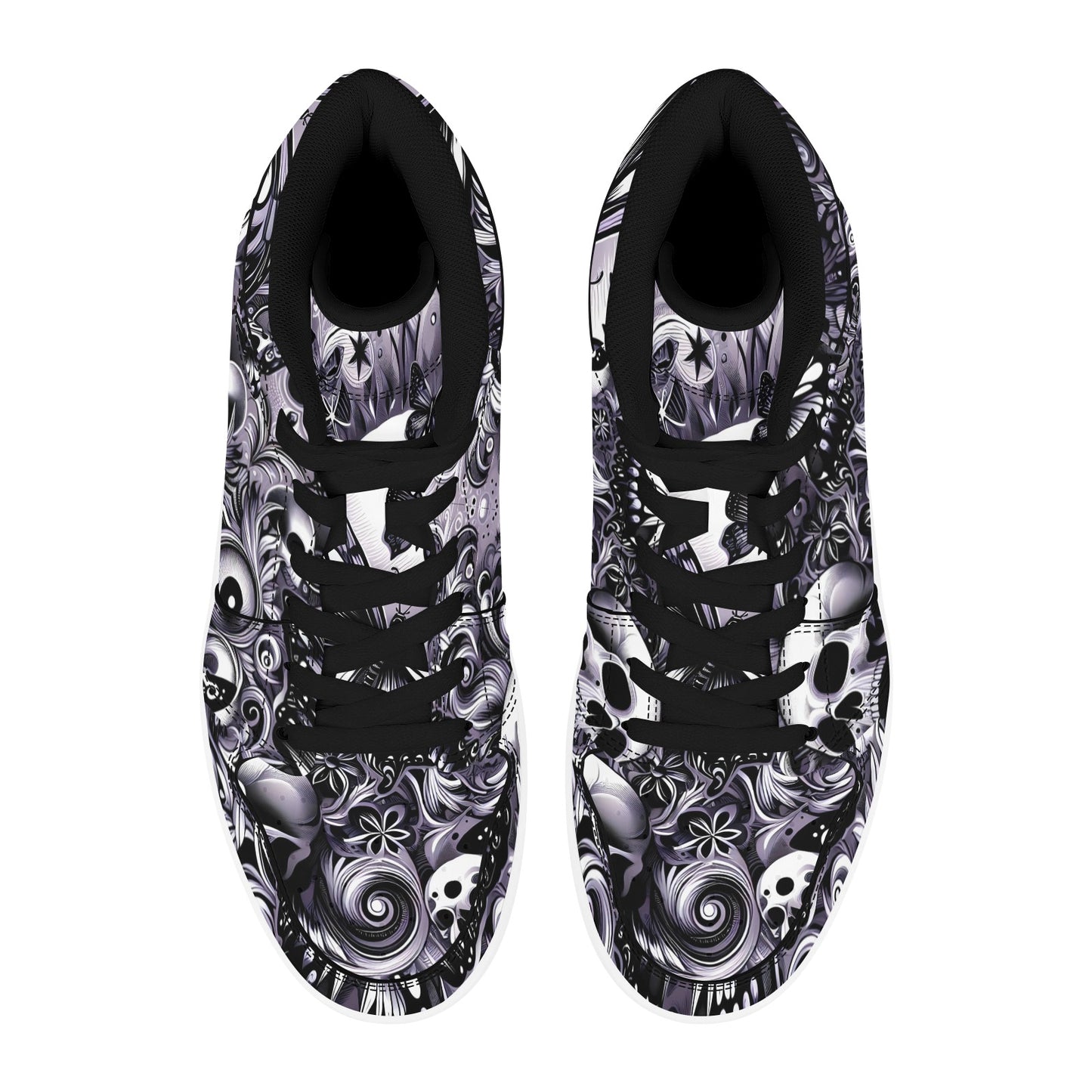 Skulla and Roses Women's High Top Sneakers (Model 20042) by Artsadd